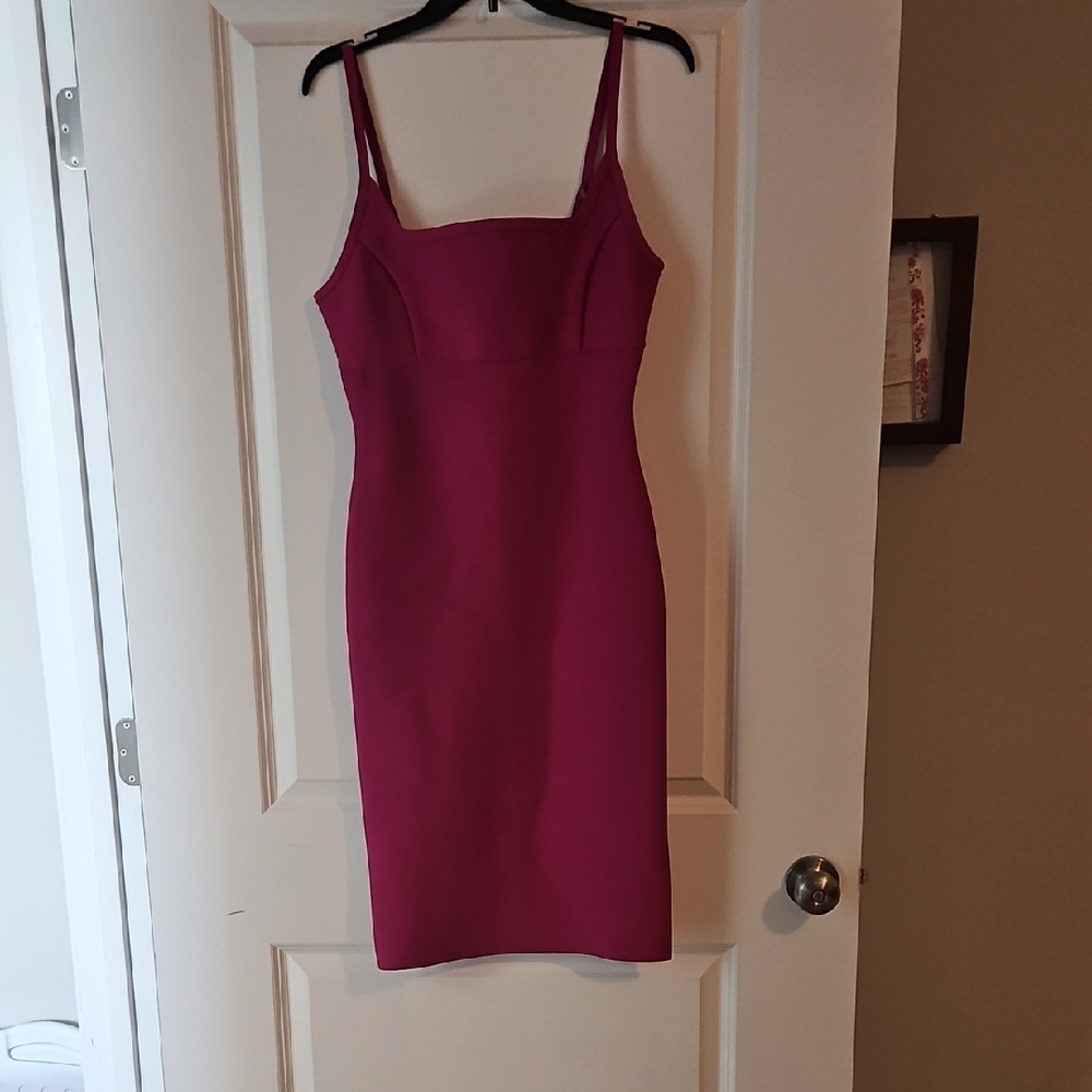 bebe Fuchsia Midi Bodycon Dress